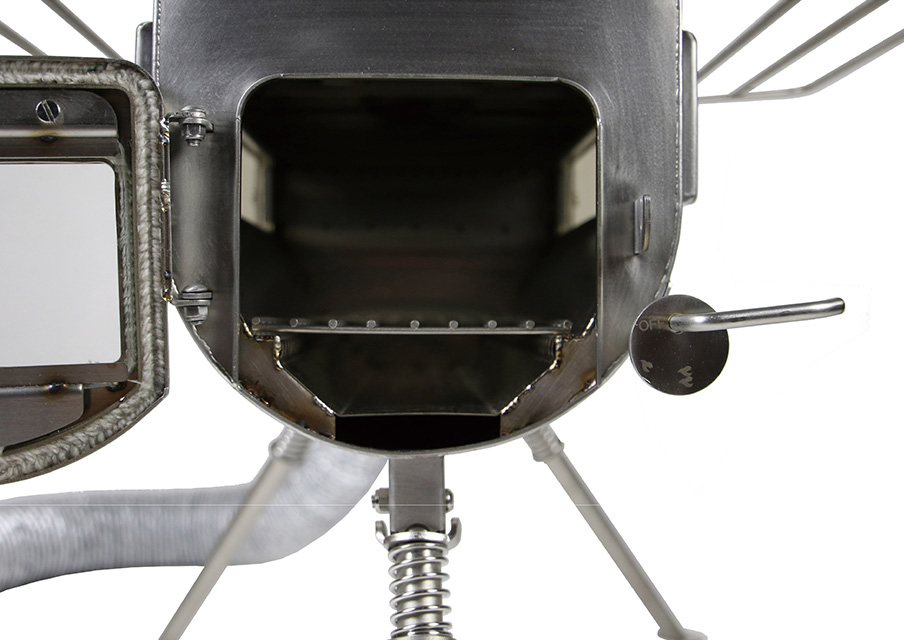 Wood stove side view outside air L（Φ89mm） ケース、外気